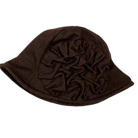 Betmar NY Brown Ruffle Wool Blend Bucket Hat - Picture 3 of 6